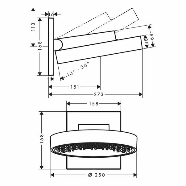 Palarie cu brat de dus Hansgrohe Rainfinity 250 crom lucios 1 functie [1]