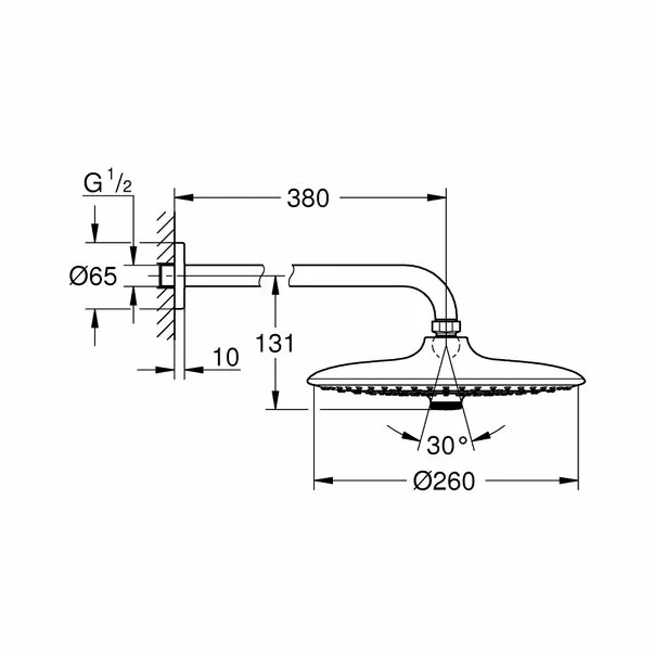 Palarie de dus Grohe Euphoria 260 3 jeturi si brat dus 380 mm [1]