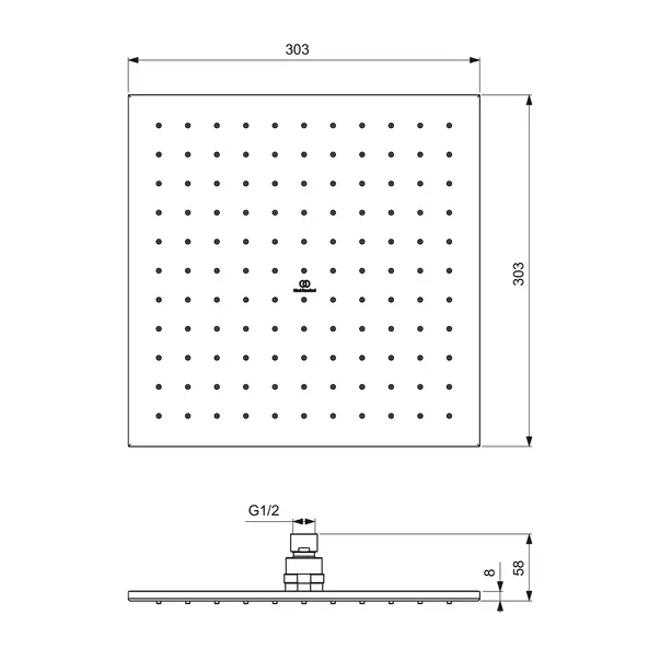 Palarie de dus Ideal Standard IdealRain 300x300 mm crom lucios 1 functie [9]