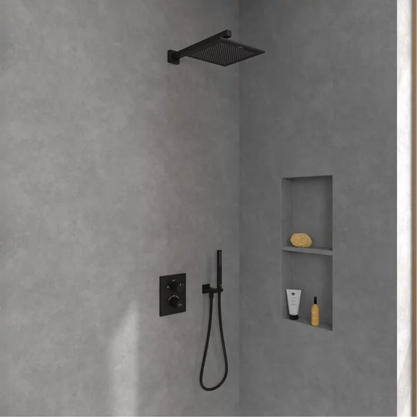 Palarie de dus patrata Villeroy&Boch Universal 25x25 cm negru mat periat 1 functie [6]