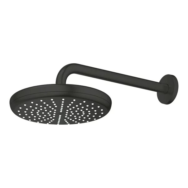 Palarie de dus rotunda negru mat Grohe Tempesta 210 mm cu brat [1]