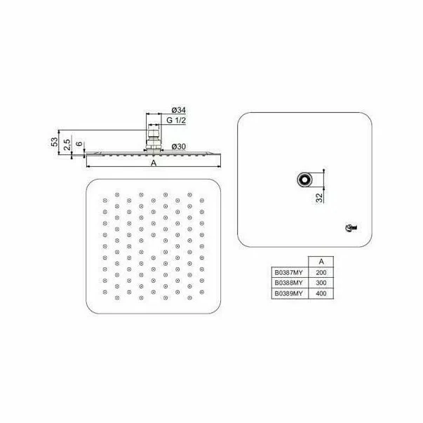 Palarie dus Ideal Standard IdealRain Luxe M1 patrata 400x400 mm [2]
