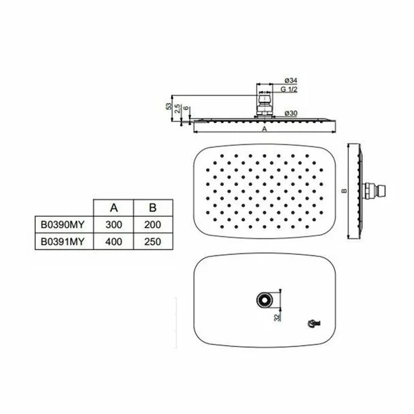 Palarie dus Ideal Standard IdealRain Luxe M1 rectangulara 250x400 mm [2]