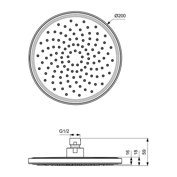 Palarie dus Ideal Standard IdealRain negru mat 200 mm [1]