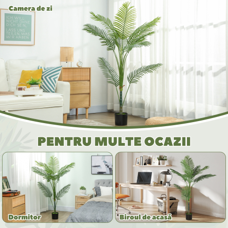  Palma Artificiala Areca inalta de 150 cm pentru Interioare cu Vas Verde [4]
