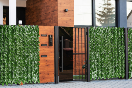 Paravan frunze artificiale pentru gard sau balcon, material PE rezistent UV, 50 cleme incluse, 100x300 cm, verde [4]