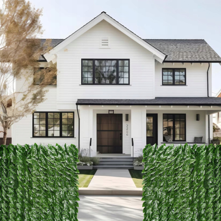 Panou paravan cu frunze artificiale pentru gard sau balcon, 100x500cm, verde [5]