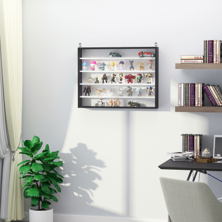  Panou pentru Colectionari - 5 Etajere, Polite Reglabile Negru [1]