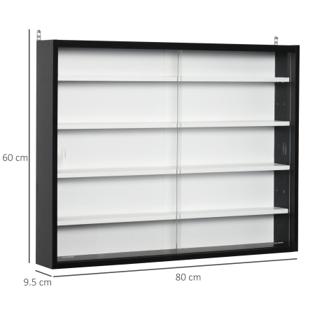  Panou pentru Colectionari - 5 Etajere, Polite Reglabile Negru [2]
