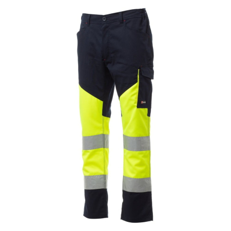Pantaloni de lucru - Pantaloni talie Payper Working Summer, Sezon Primavara-Vara, Fluorescent Yellow/Navy Blue, Marime XS