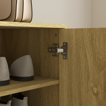  Pantofar Compact pentru 15 Perechi de Pantofi, cu 4 Rafturi Reglabile, 80x38x110cm, Stejar [7]