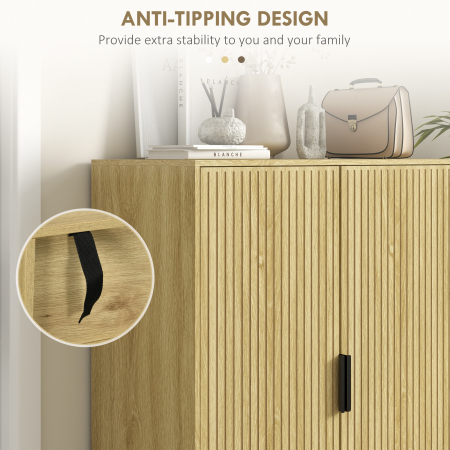  Pantofar Compact pentru 15 Perechi de Pantofi, cu 4 Rafturi Reglabile, 80x38x110cm, Stejar [6]