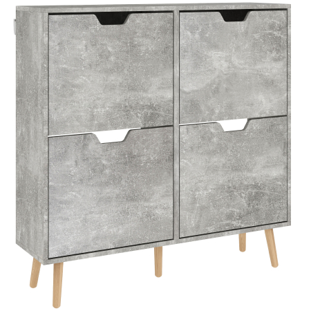 Living & hol -  Pantofar cu 4 Sertare Rabatabile pe 2 Niveluri pentru 16 Perechi de Pantofi, 95x26x95 cm, Gri