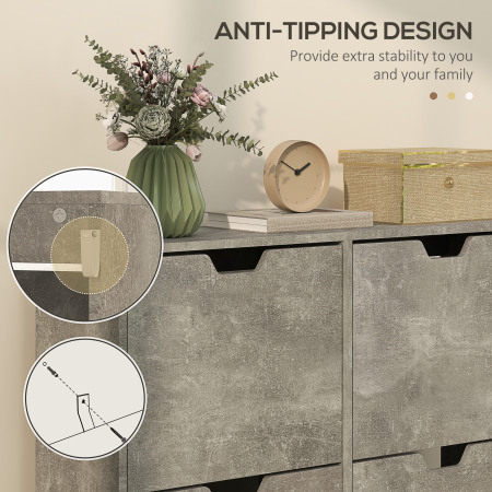  Pantofar cu 4 Sertare Rabatabile pe 2 Niveluri pentru 16 Perechi de Pantofi, 95x26x95 cm, Gri [6]