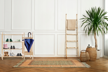 Pantofar din bambus cu 4 rafturi, suport de umbrele, 74x28x66cm, natur [2]