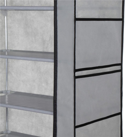 Pantofar din material textil, portabil, cu rafturi, 60x28x168cm, gri [13]