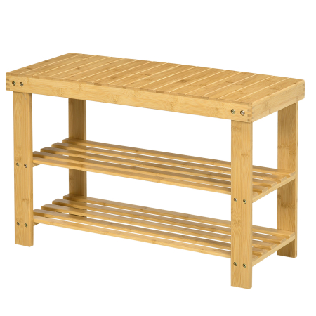 Living & hol -  Pantofar tip Bancuta pentru Hol cu 3 Niveluri, 70x28x45 cm, Lemn natural