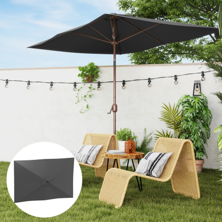  Panza de Schimb pentru Umbrela Dreptunghiulara 3x2 m cu 6 Spite, Poliester Anti-UV 50+, Gri [1]