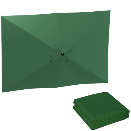 Prelate, pavilioane, umbrele terasa -  Panza de Schimb pentru Umbrela Dreptunghiulara 3x2 m cu 6 Spite, Poliester Anti-UV 50+, Verde
