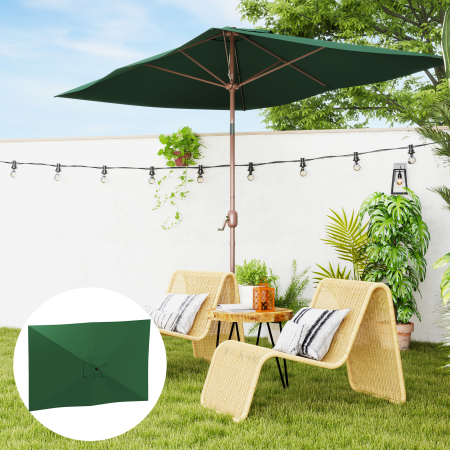  Panza de Schimb pentru Umbrela Dreptunghiulara 3x2 m cu 6 Spite, Poliester Anti-UV 50+, Verde [1]