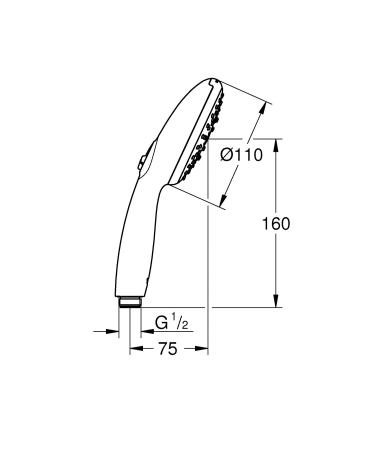Para de dus Grohe 26031001, 110 mm, 211 mm, 3 functii, 1/2 racord, sistem anticalcar, universal, Crom [10]