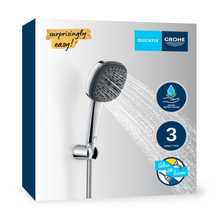 Para de dus Grohe 26176001, 110 mm, 1.75 m, 221 mm, 3 functii, 1/2 racord, sistem anticalcar, universal, Crom [16]