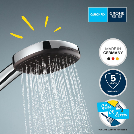 Para de dus Grohe 26176001, 110 mm, 1.75 m, 221 mm, 3 functii, 1/2 racord, sistem anticalcar, universal, Crom [10]