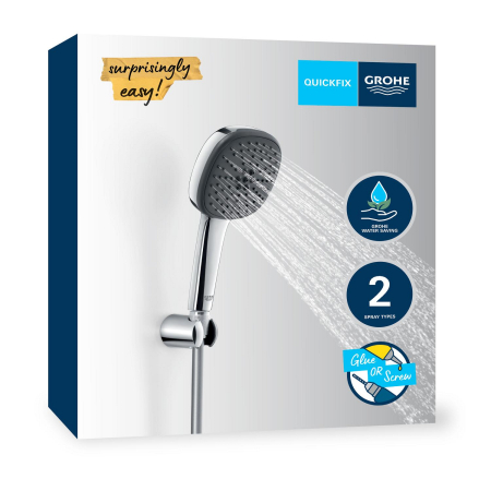 Para de dus Grohe 26399001, 110 mm, 1.75 m, 211 mm, 2 functii, 1/2 racord, sistem anticalcar, universal, Crom [18]