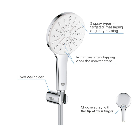 Para de dus Grohe 26581LS0, SmartActive, 130 mm, 3 functii, suport/furtun, crom [3]