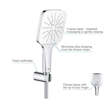 Para de dus Grohe 26589LS0, SmartActive, 130 mm, 3 functii, suport/furtun, crom [3]