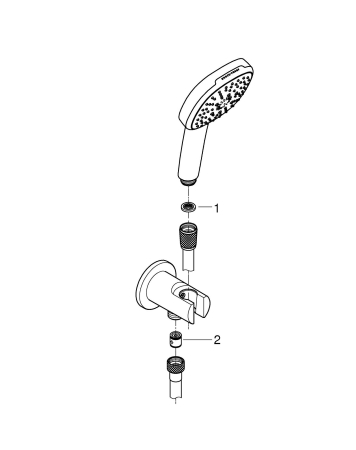 Para de dus Grohe 26910003, 110 mm, 1.5 m, 221 mm, 3 functii, 1/2 racord, sistem anticalcar, universal, Crom [8]