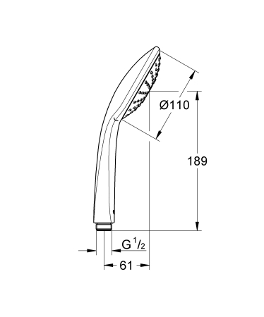 Para de dus Grohe 27265000, 110 mm, 224 mm, 1 functii, 1/2 racord, sistem anticalcar, universal, Crom [1]