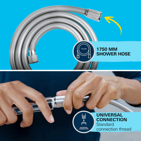 Para de dus Grohe 27944001, 110 mm, 1.75 m, 211 mm, 1 functii, 1/2 racord, sistem anticalcar, universal, Crom [9]