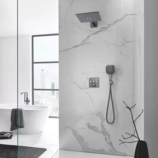 Para de dus Grohe Rainshower SmartActive 130 Cube 3 functii antracit periat Hard Graphite [2]