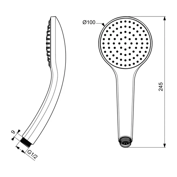 Para de dus Ideal Standard IdealRain negru mat 1 functie [1]