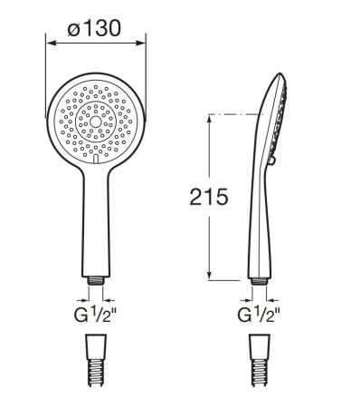 Para de dus Roca A5B1107RG0, dus Sensum, diametru 130 mm, 4 functii, montaj universal, racord 1/2'', cupru [1]