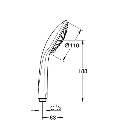 Para dus Grohe 273192430, 110 mm, 16.6 l/min, 238 mm, 3 functii, 1/2 racord, sistem anticalcar, Negru [10]
