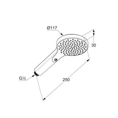 Para dus Kludi Dive, 117 mm, o functie, mat, negru, 6981039-00 [1]