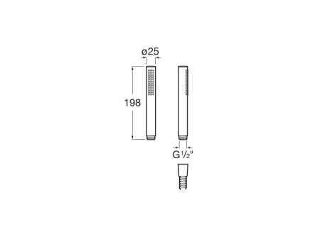 Para dus Roca A5B9B61CN0, 25 mm, 198 mm, 1 functii, 1/2 racord, sistem anticalcar, universal, abs, Negru [1]