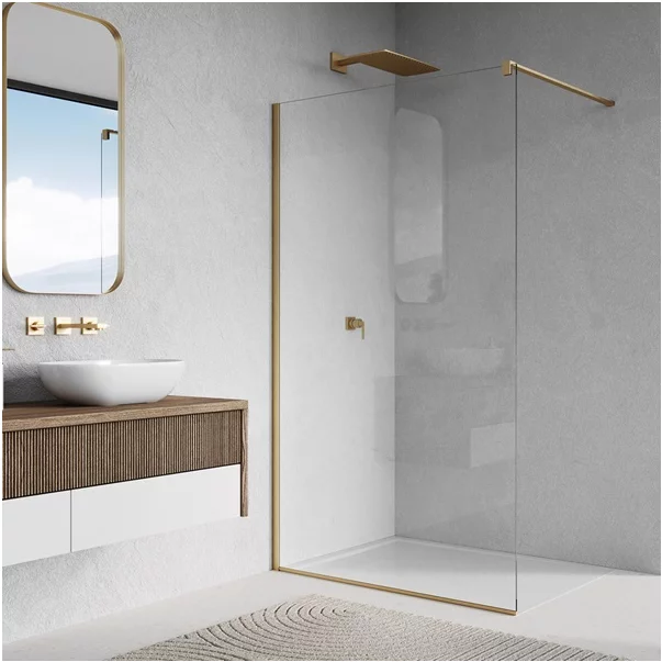 Paravan de dus tip Walk-in auriu periat SanSwiss Easy STR4P 100x200 cm [2]