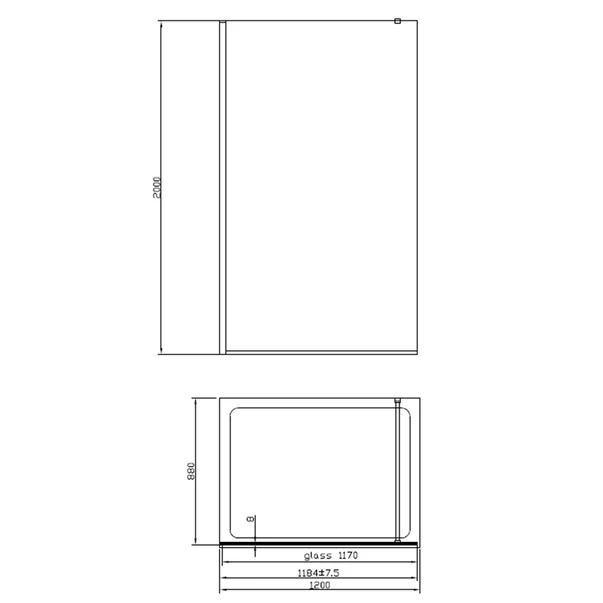 Paravan de dus tip Walk-in Mediterraneo Foxy Black 120x200 cm profil negru mat [1]