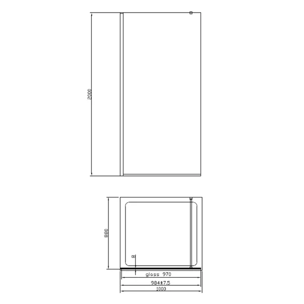 Paravan de dus tip Walk-in Mediterraneo Foxy Black 90x200 cm profil negru mat Easy Clean [1]