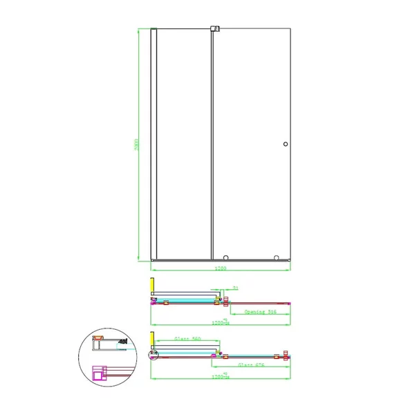 Paravan de dus tip Walk-in Mediterraneo Vario crom-transparent 120 cm sticla securizata 8 mm [5]