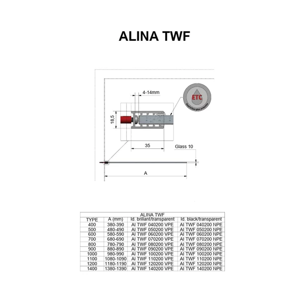 Paravan de dus tip Walk-in Roth Alina 100x200 cm profil negru [2]