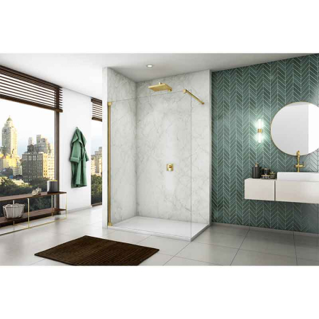 Paravan de duș Walk-In Ronal, Cadura, sticlă securizată de 6 mm, 110 x 200 cm, profil auriu [1]