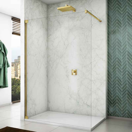 Zona de dus - Paravan de duș Walk-In Ronal, Cadura, sticlă securizată de 6 mm, 110 x 200 cm, profil auriu