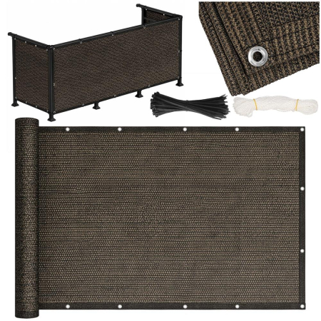 Paravan plasa umbrire pentru balustrada balcon, 95% umbrire, impermeabila, 500x100 cm, maro [1]
