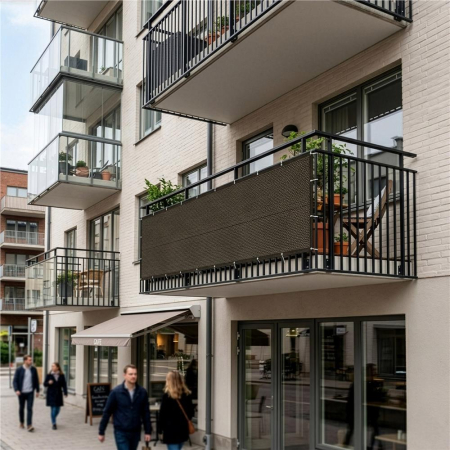 Paravan plasa umbrire pentru balustrada balcon, 95% umbrire, impermeabila, 500x100 cm, maro [5]