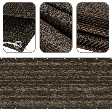 Paravan plasa umbrire pentru balustrada balcon, 95% umbrire, impermeabila, 500x100 cm, maro [7]
