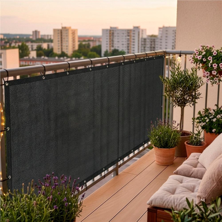 Paravan plasa umbrire pentru balustrada balcon, 95% umbrire, impermeabila, 500x120 cm, antracit [10]